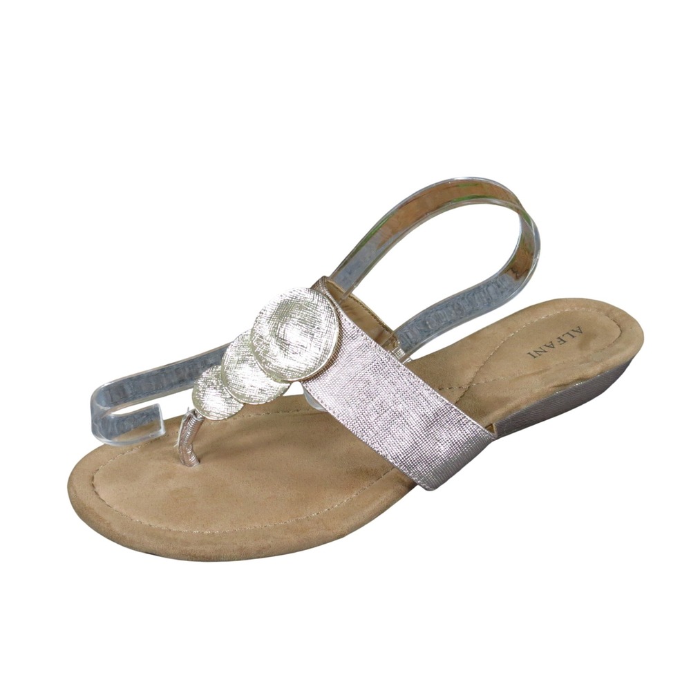 Alfani Fleur Women Thong Wedge Sandal Size 8.5 M Dressy Champagne Rose Gold